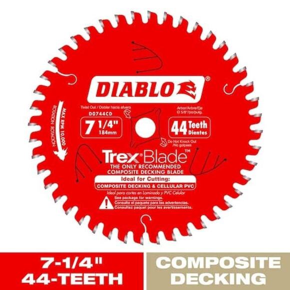 DIABLO TREX COMPOSITE DECKING BLADE 7 1/4" X 44 TEETH #D0744CD NEW FAST SHIPPING - Picture 2 of 4